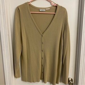 💚- White Stag Ribbed V-Neck Cardigan - Tan